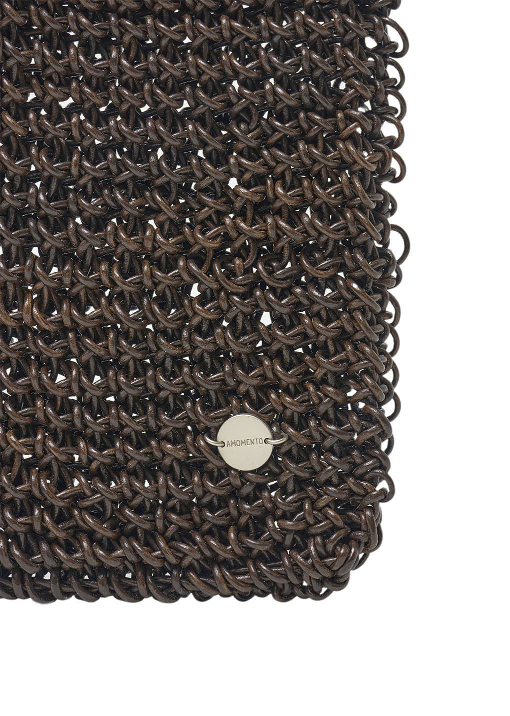 mini handmade leather net bag, brown