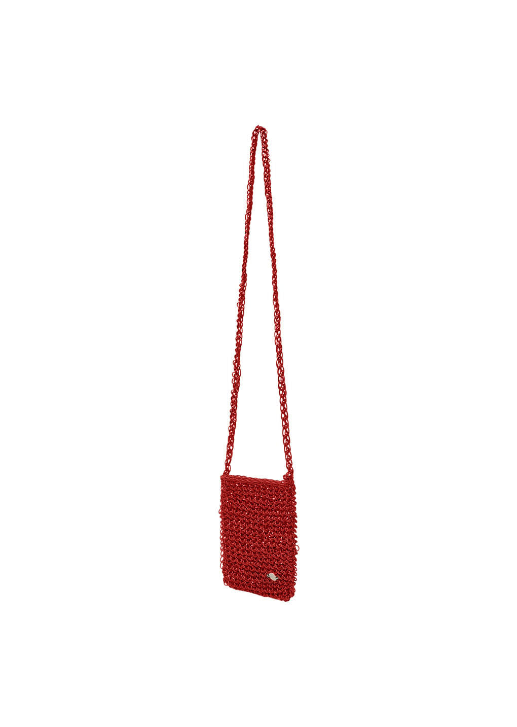 mini handmade leather net bag, red