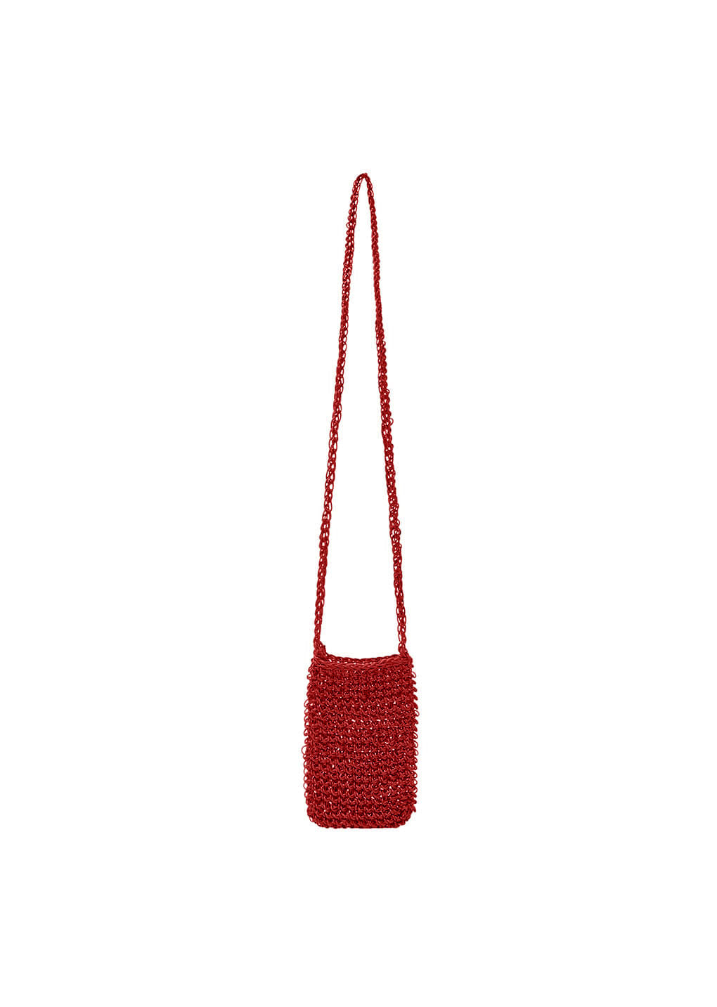mini handmade leather net bag, red