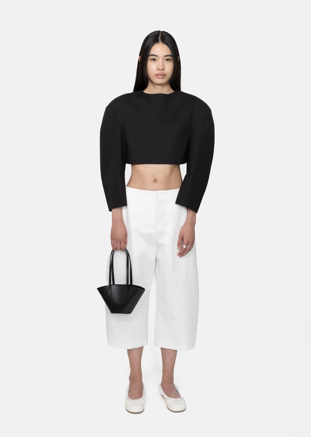 mini leather bucket bag, black