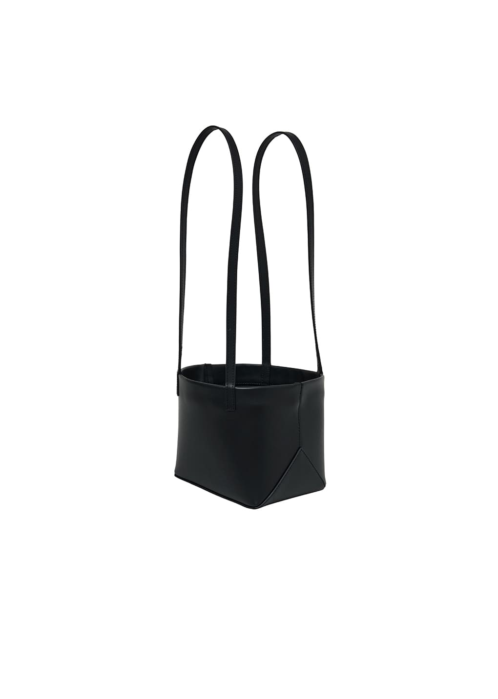 mini square leather bag, black