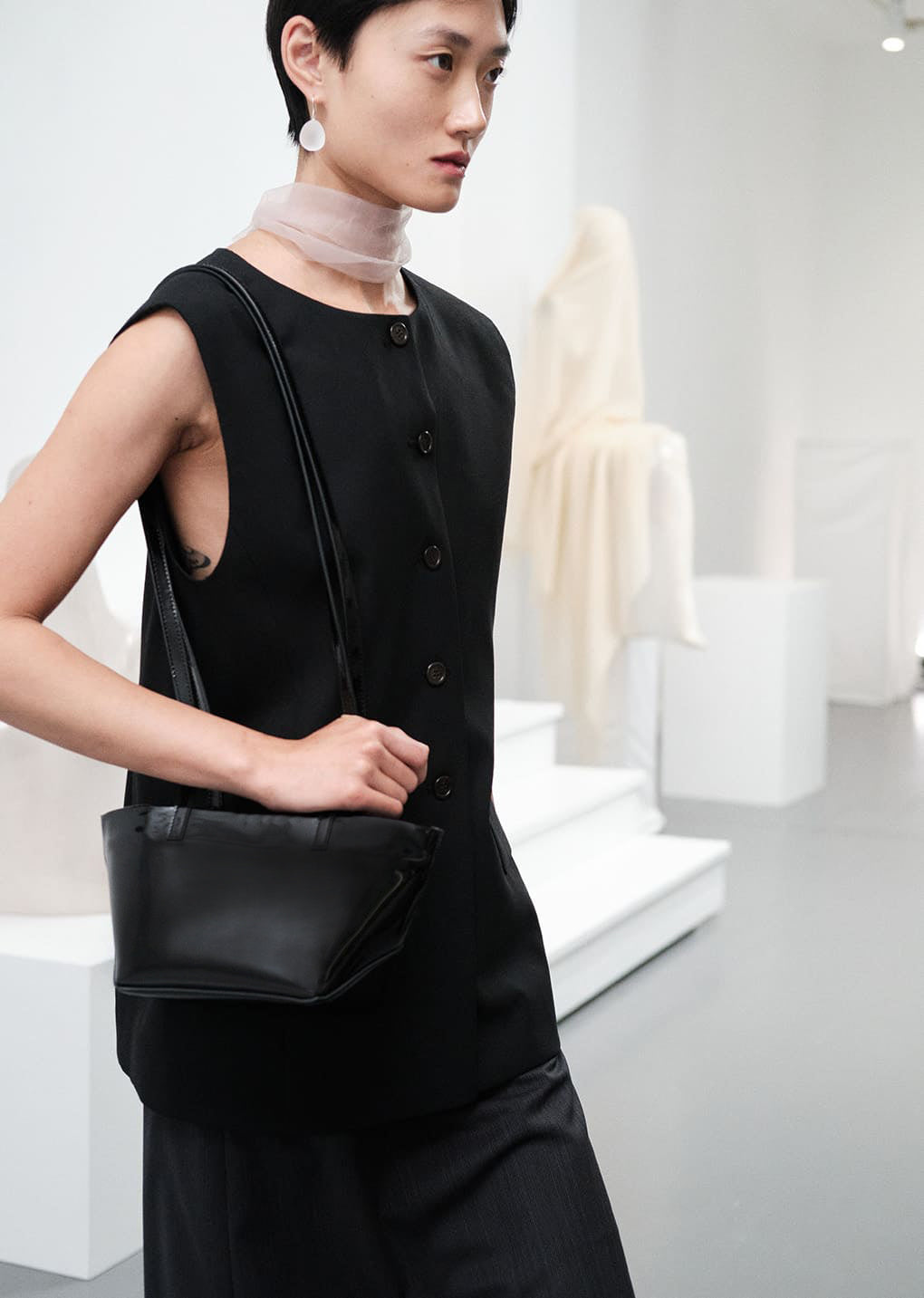 mini square leather bag, black hover