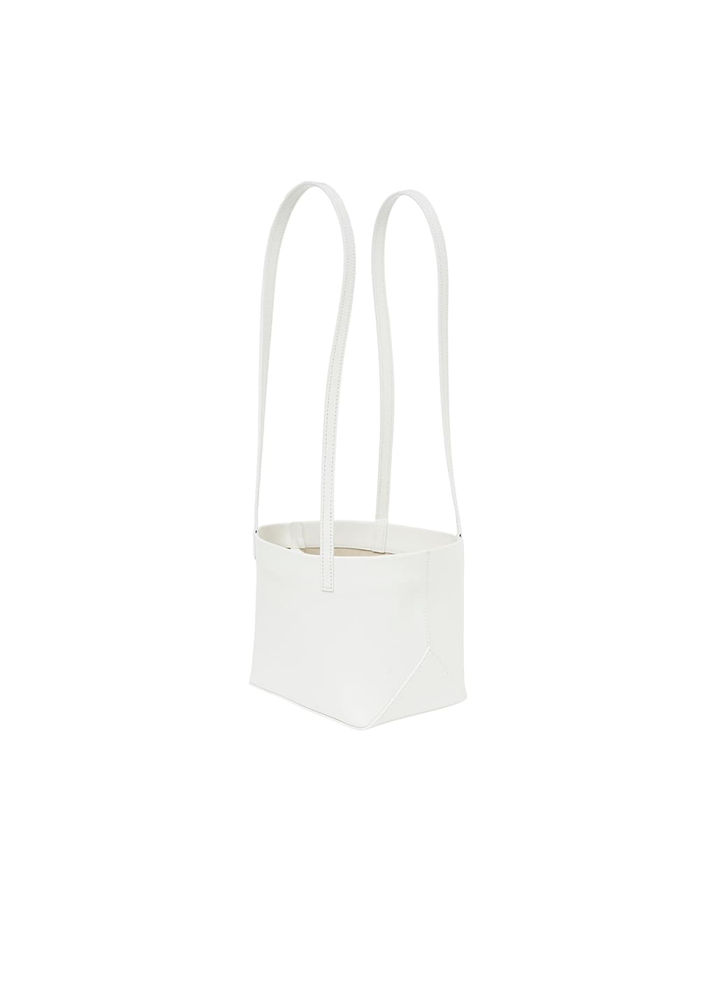 mini square leather bag, white