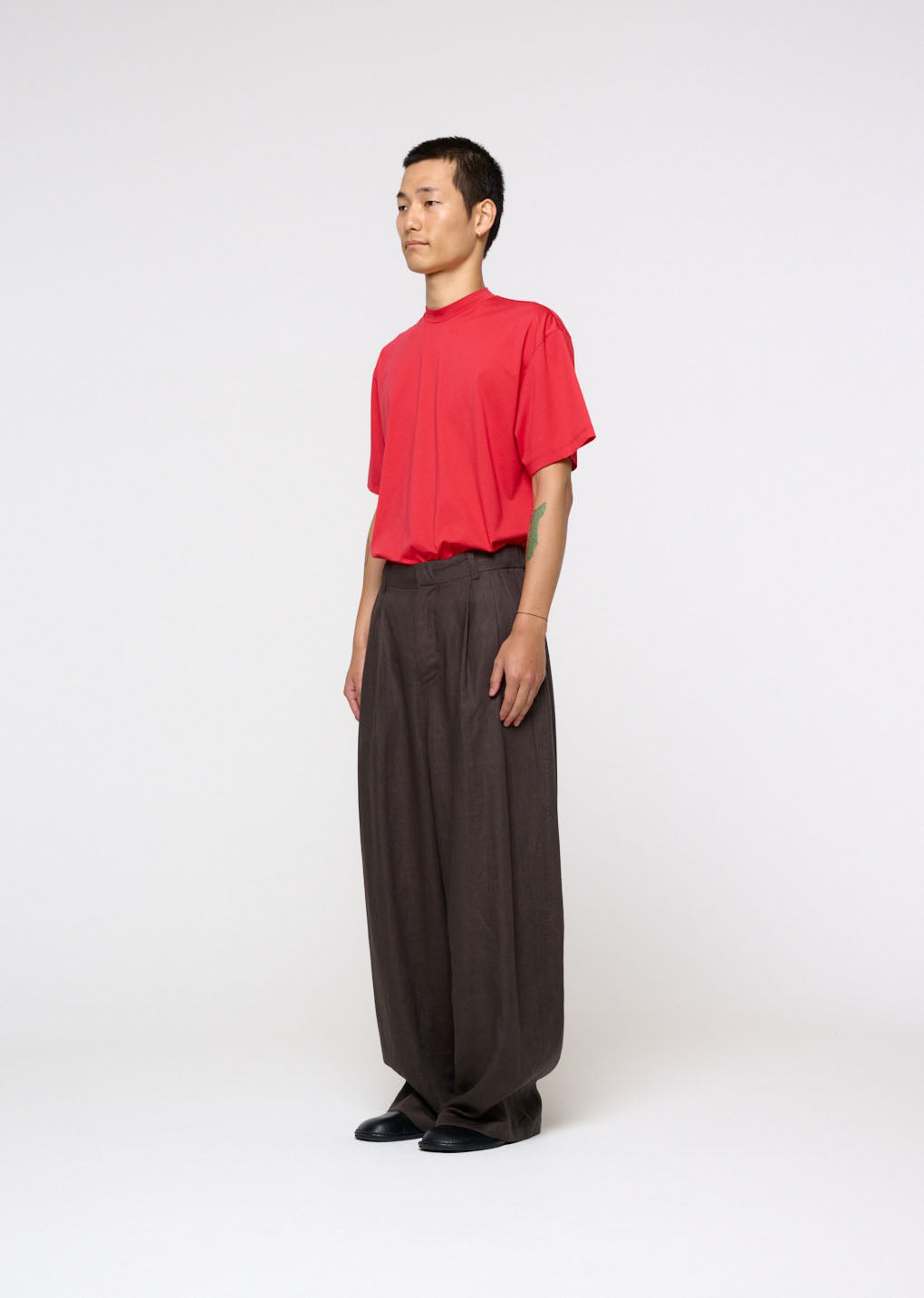 mock neck t-shirt, red
