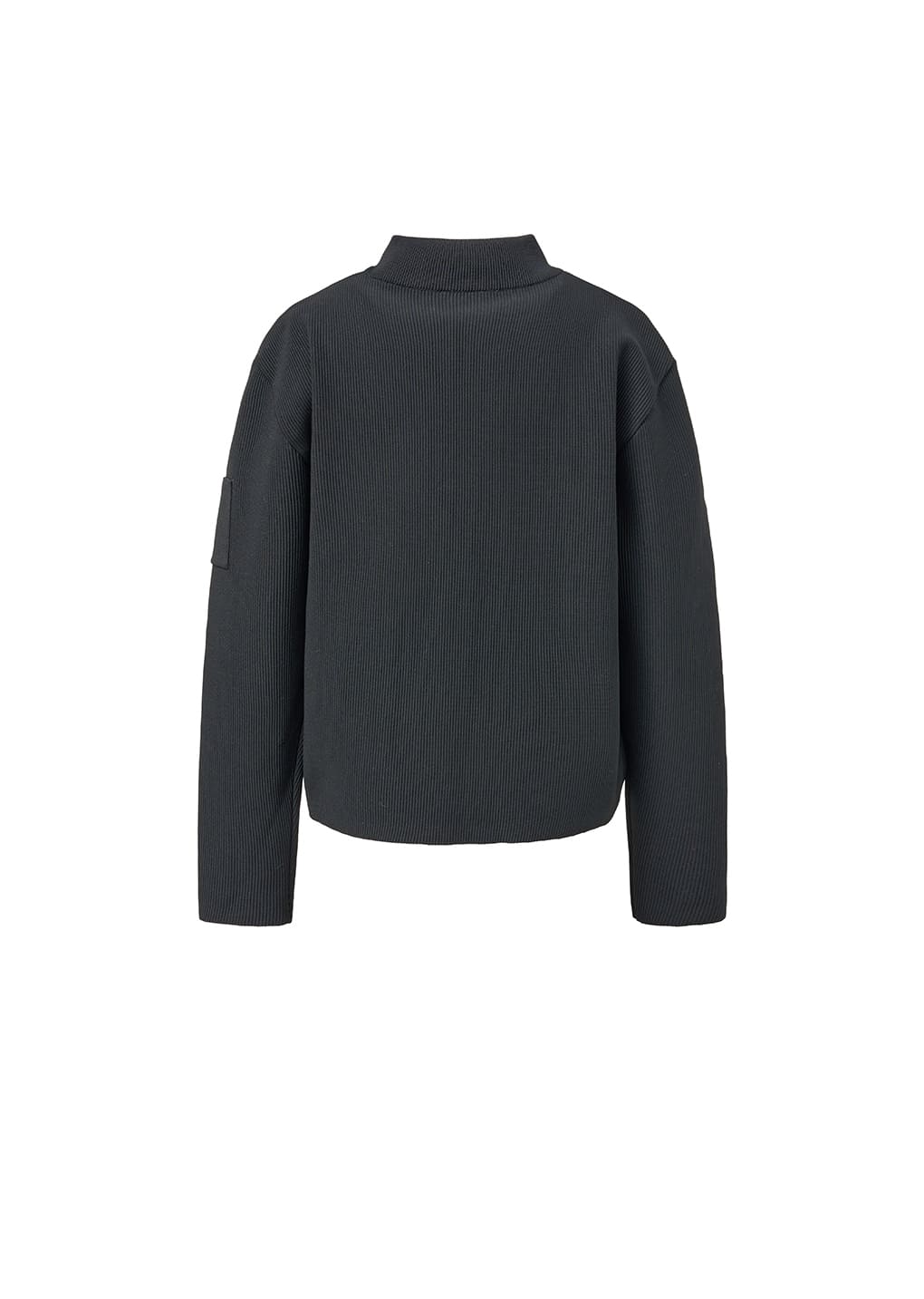 mock neck zip-up cardigan, black hover