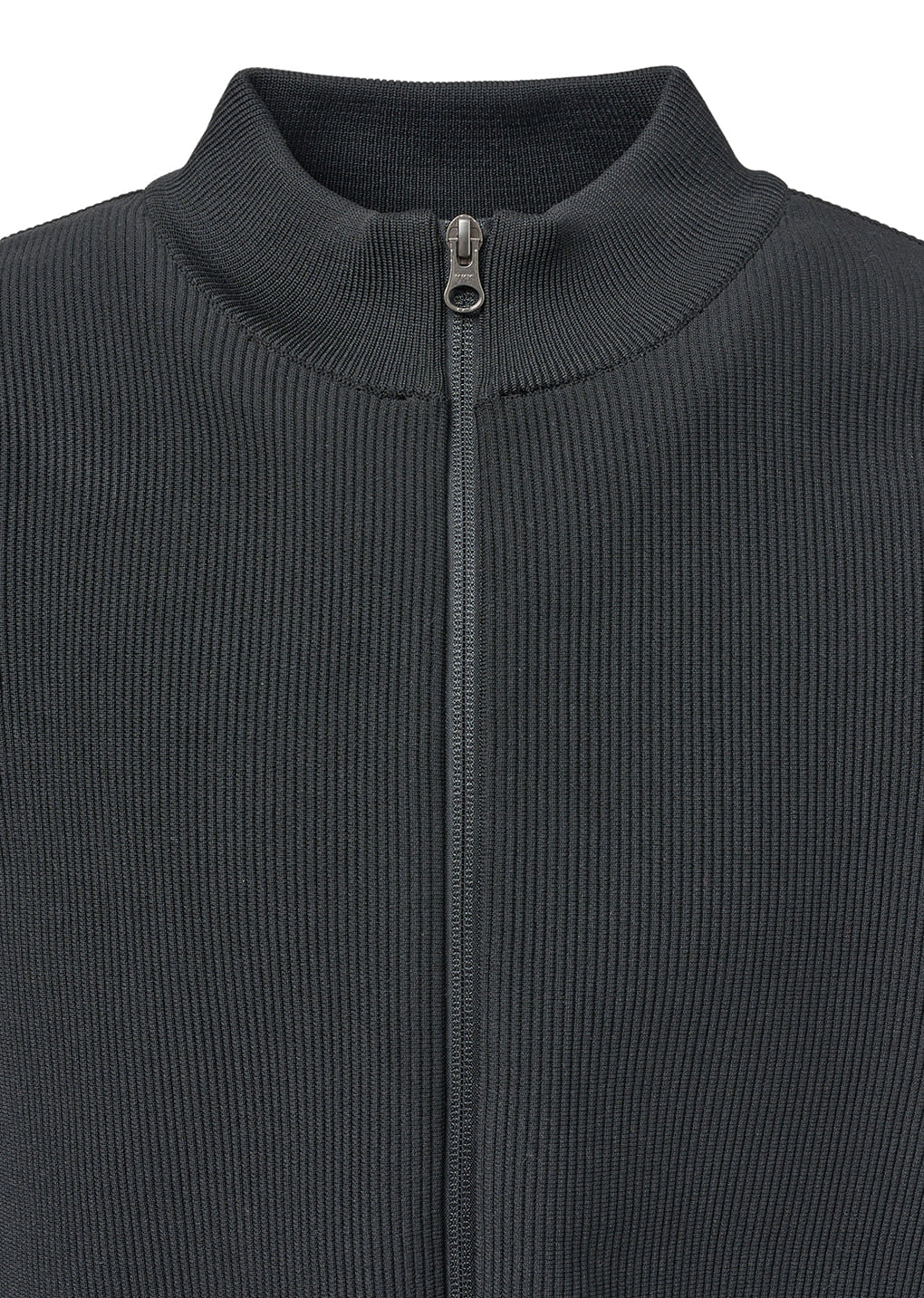 mock neck zip-up cardigan, black