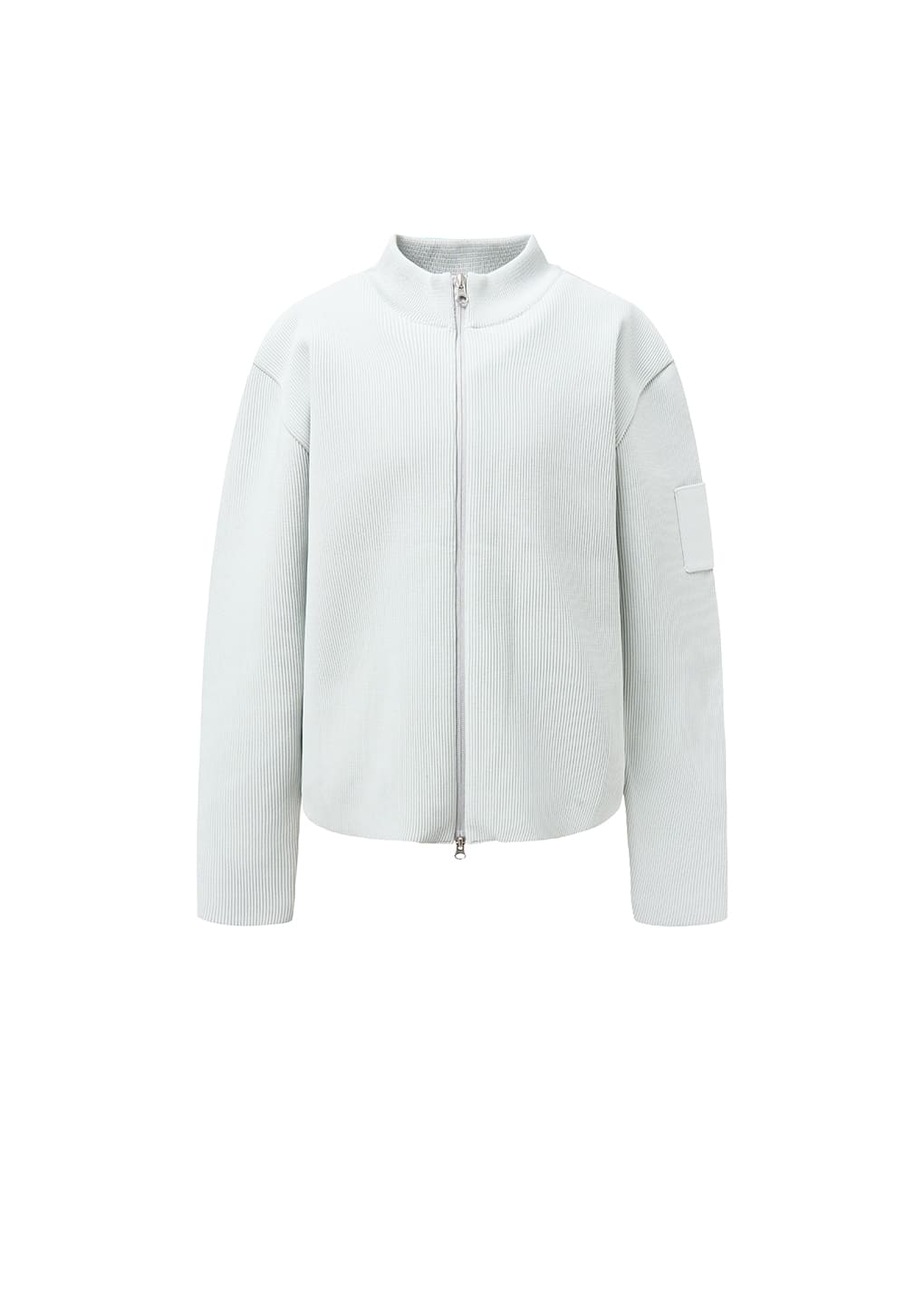 mock neck zip-up cardigan, grey