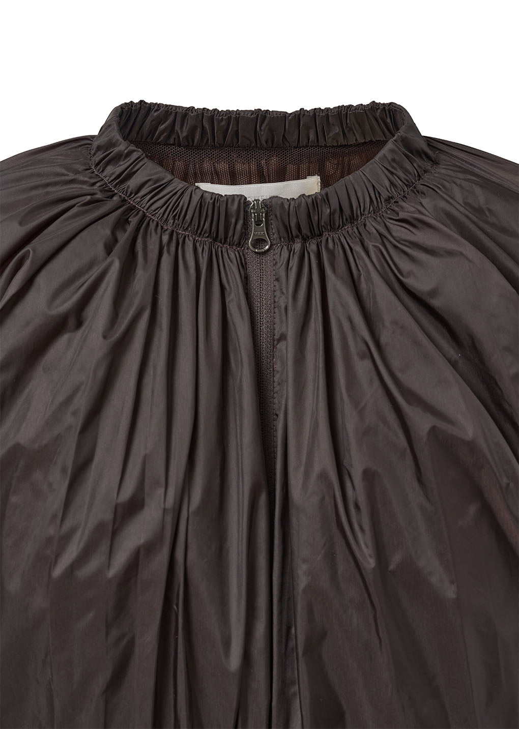 neck shirring volume jumper, dark brown