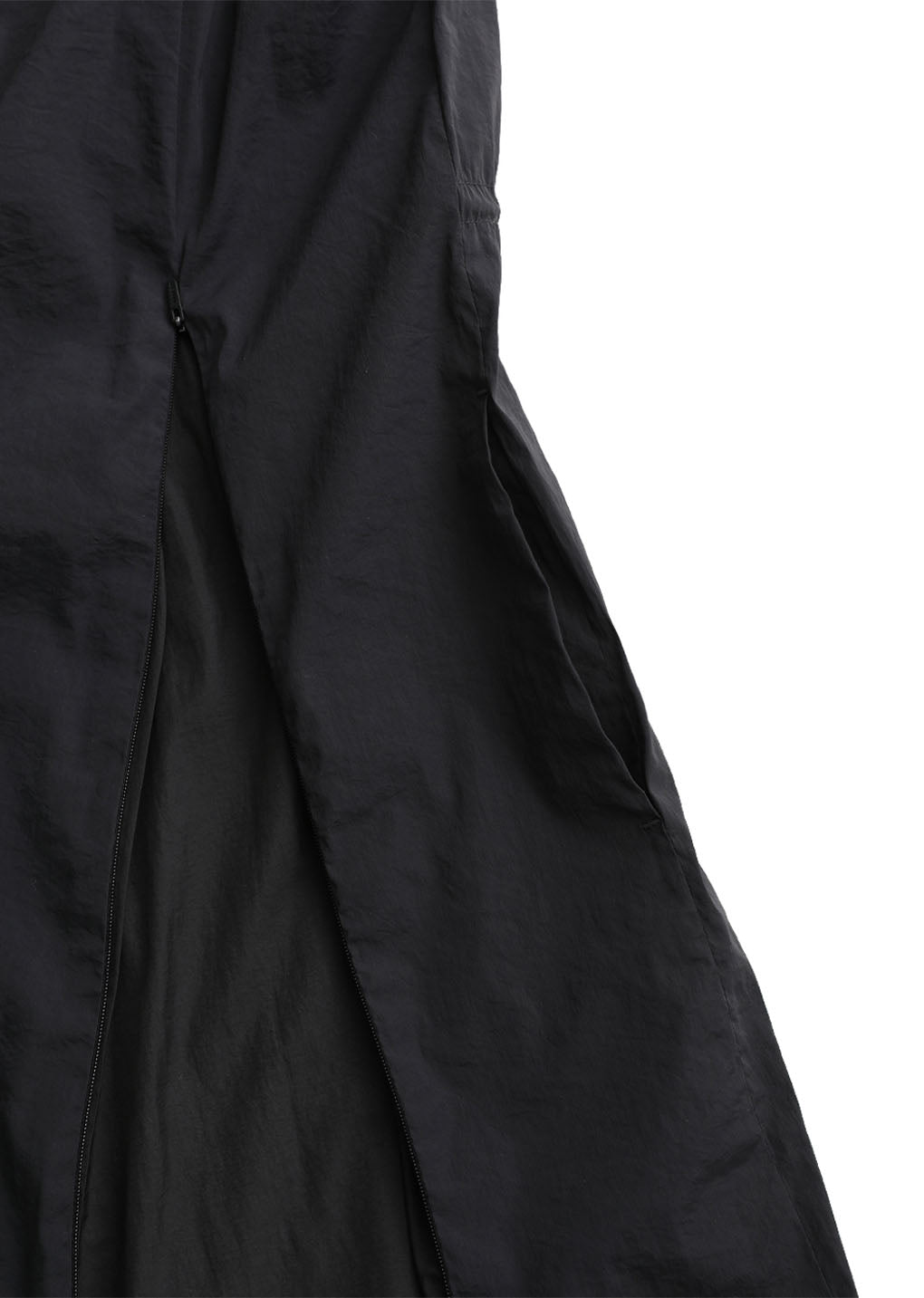 nylon hooded mini dress, charcoal