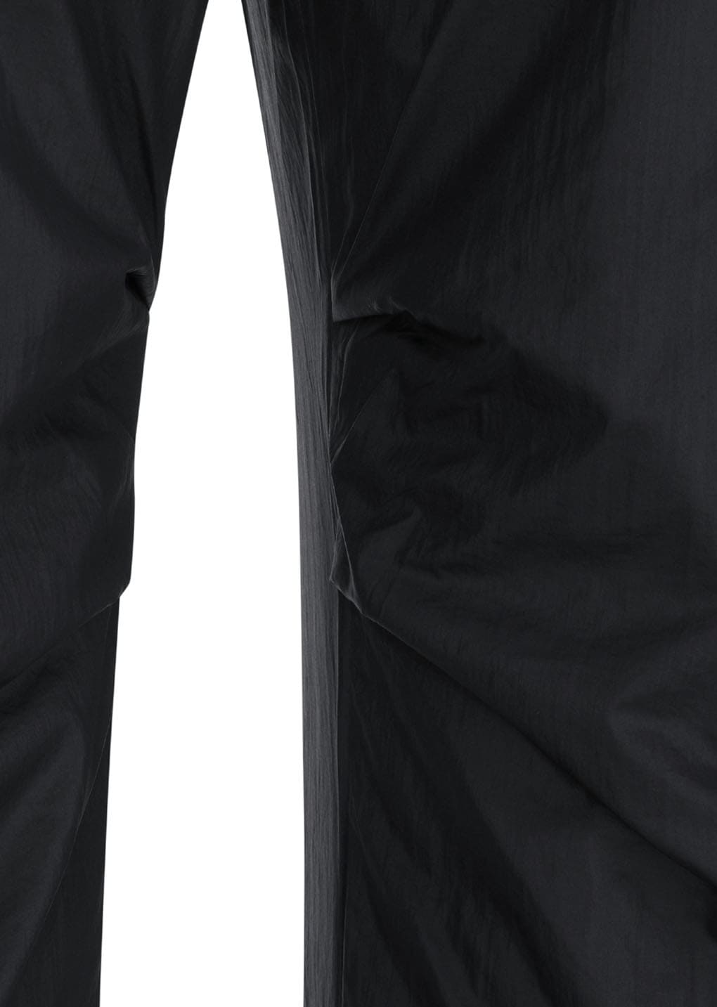 nylon padded straight pants, black