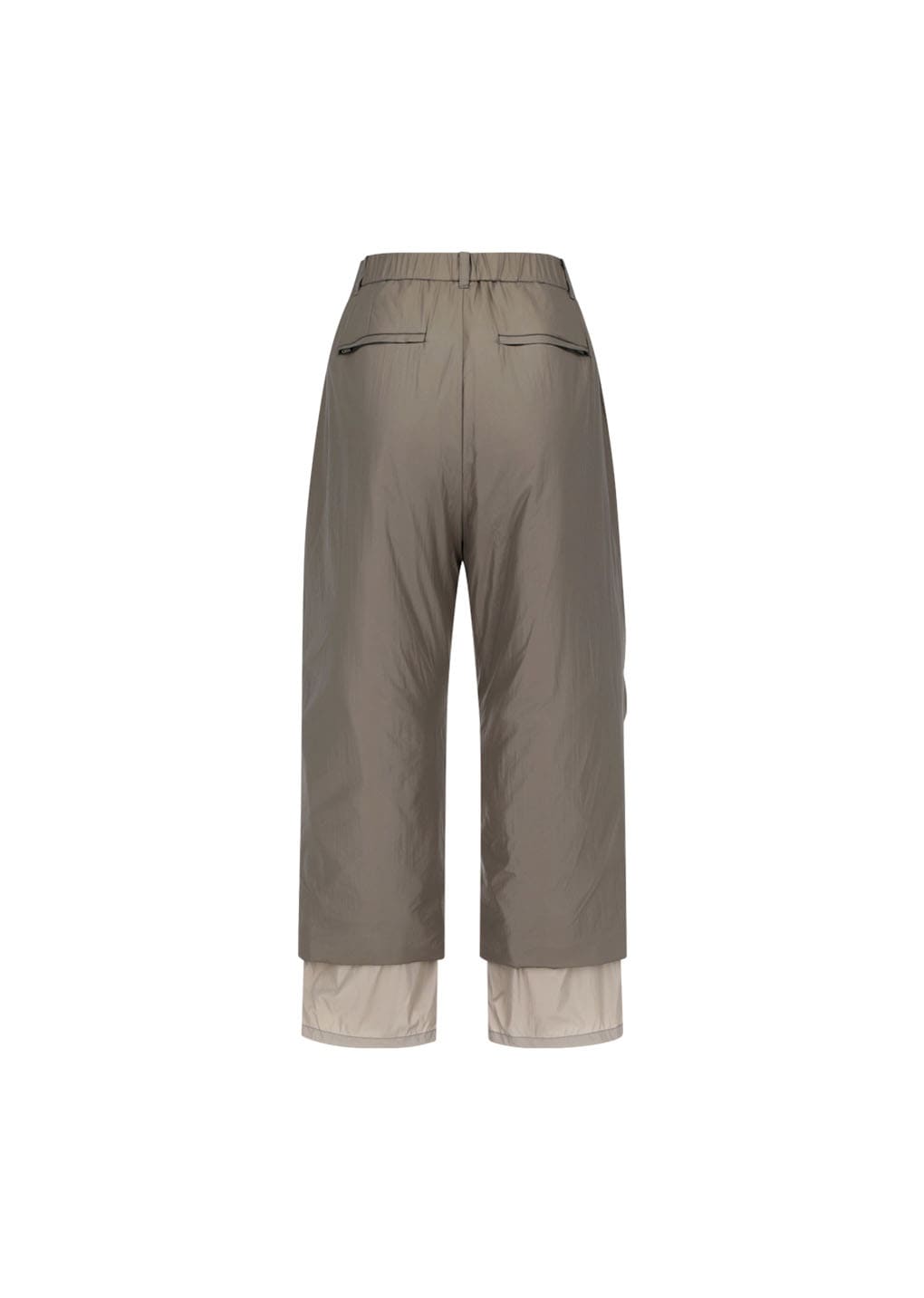 nylon padded straight pants, brown