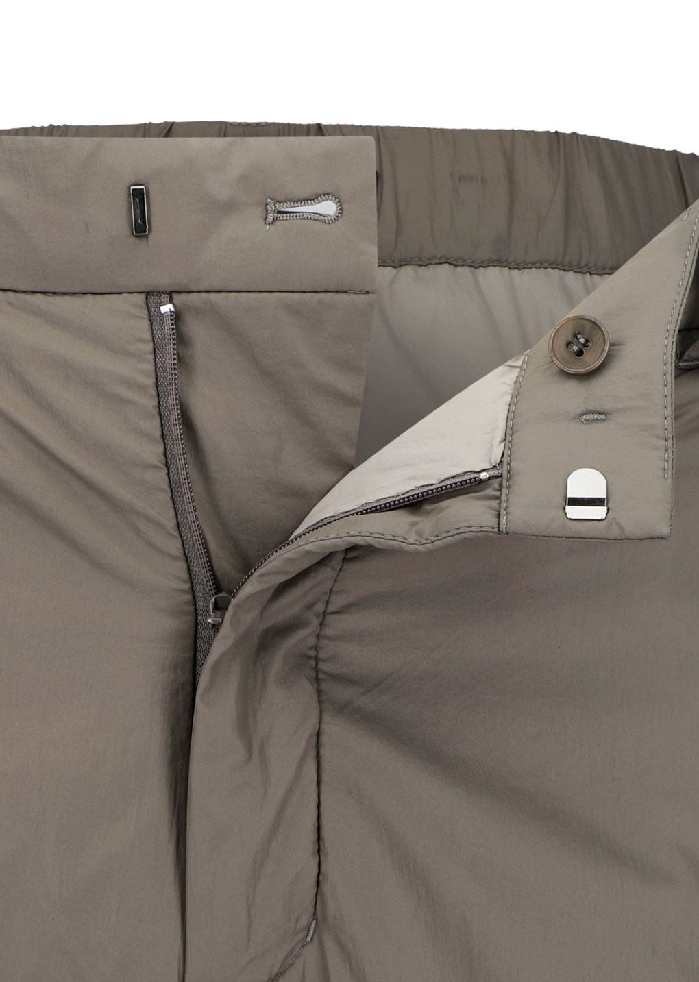 nylon padded straight pants, brown