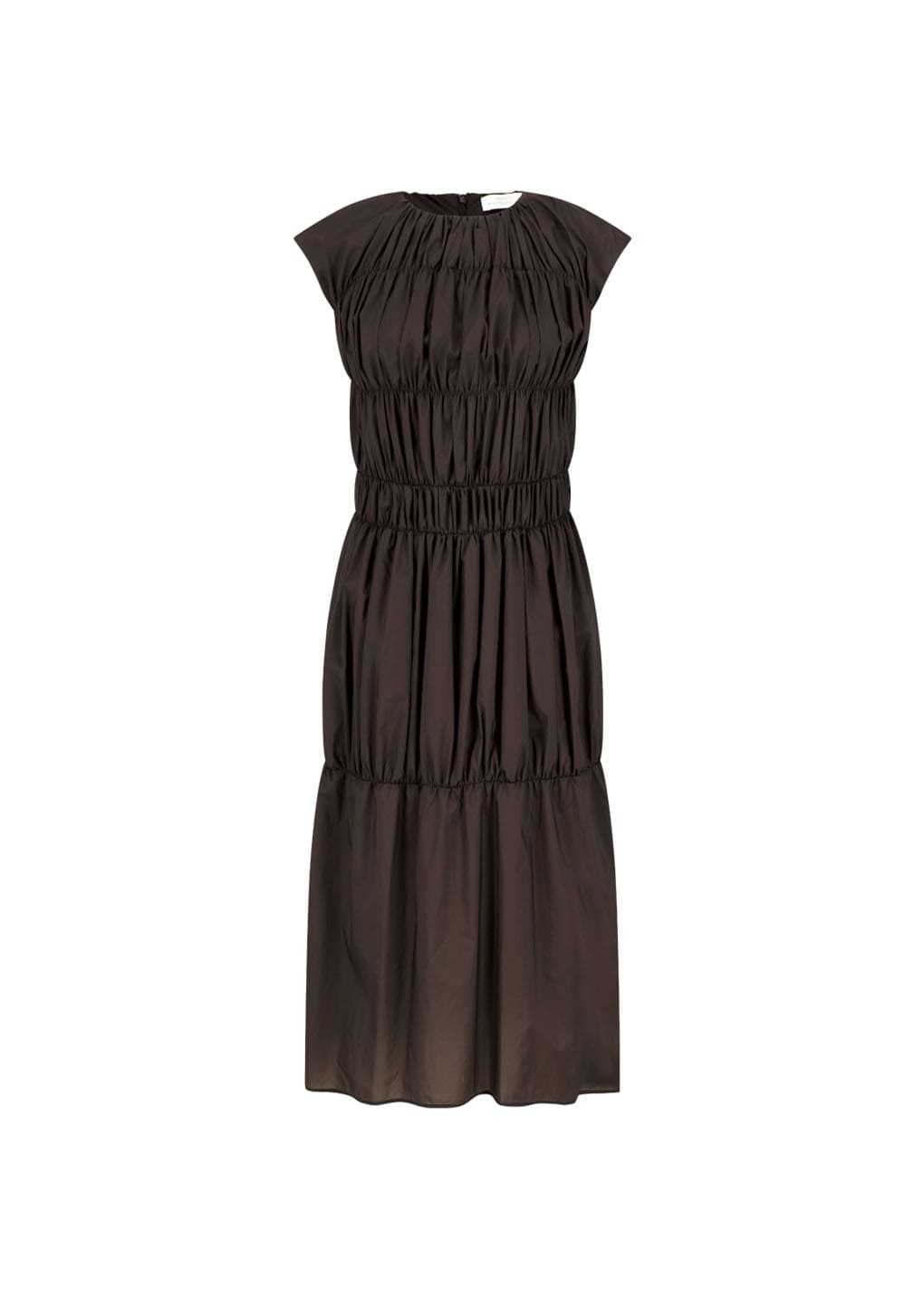 nylon shirring dress, brown