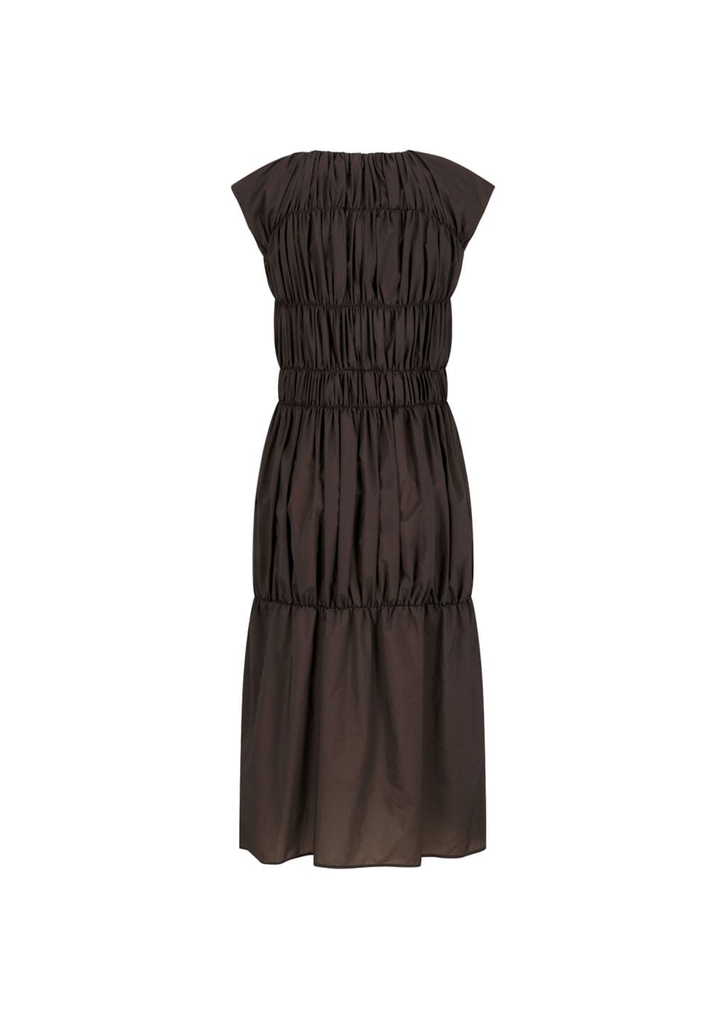 nylon shirring dress, brown