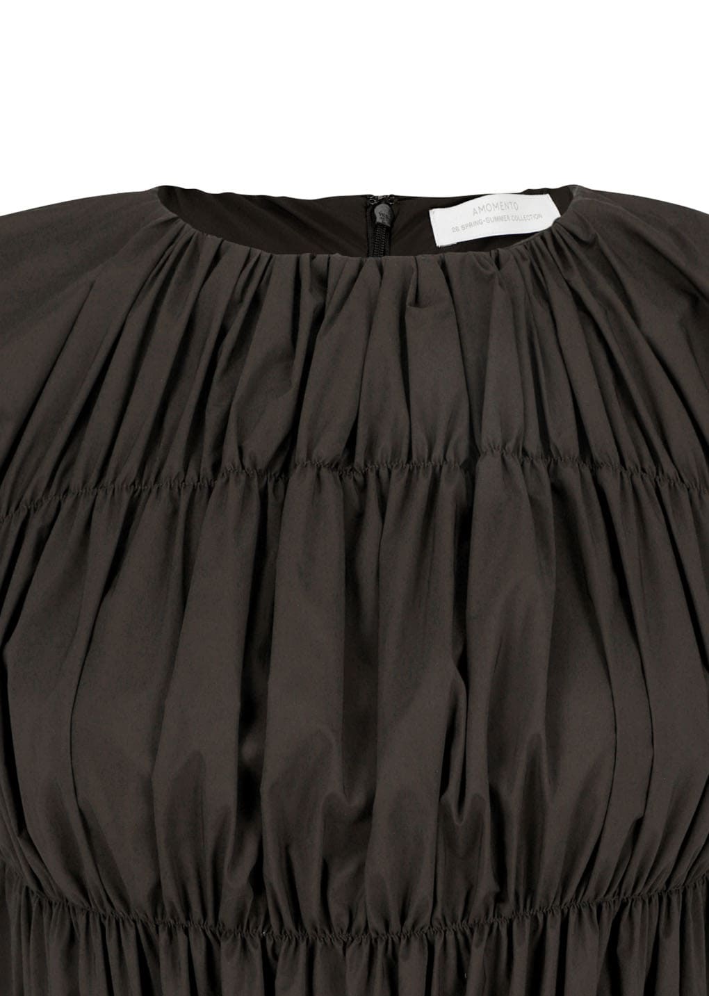 nylon shirring dress, brown