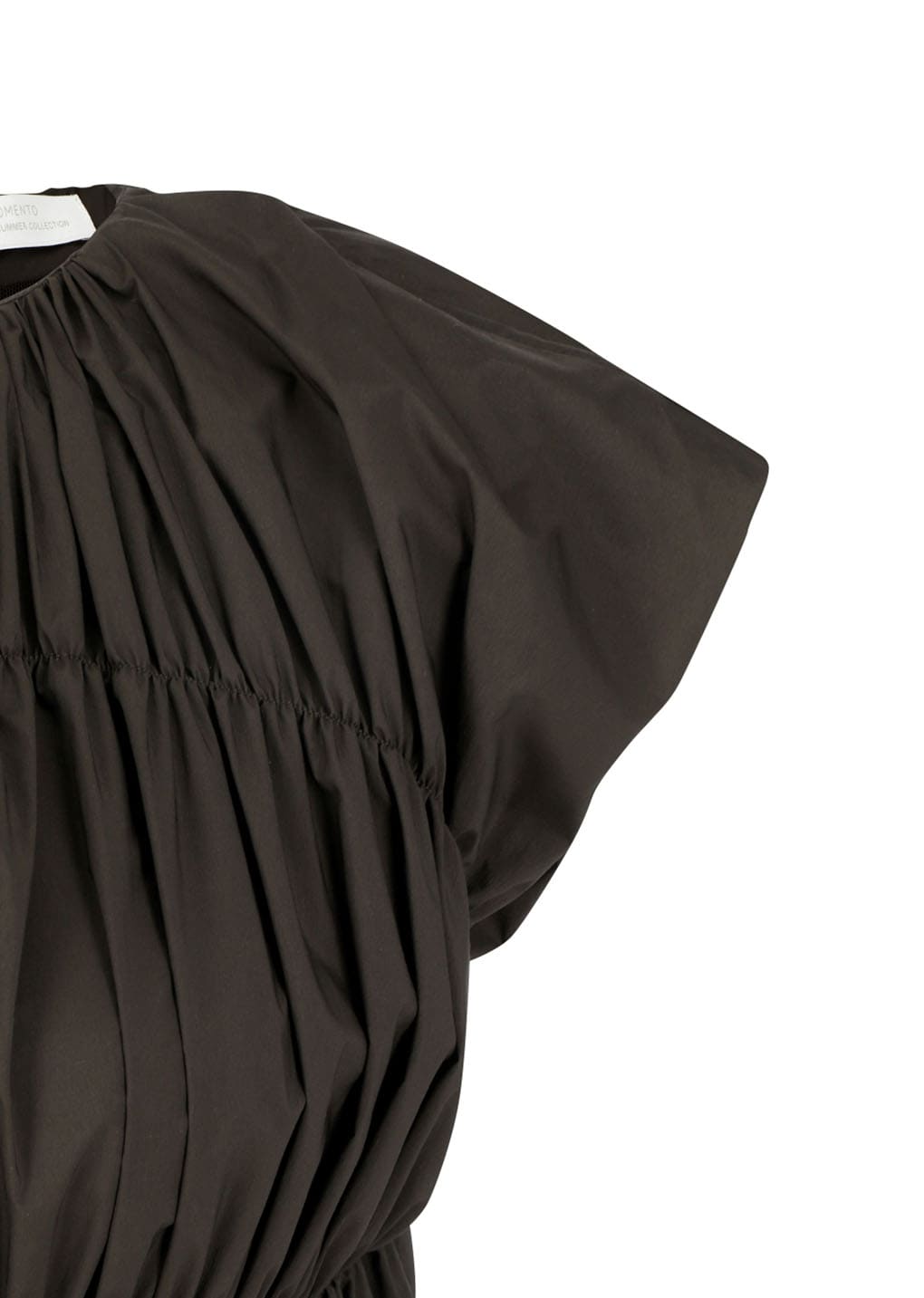 nylon shirring dress, brown