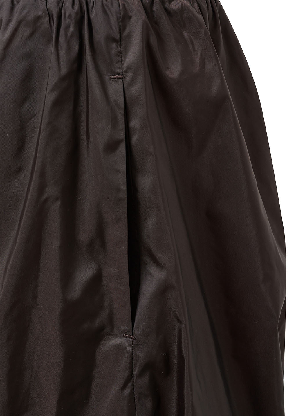 nylon shirring shorts, dark brown