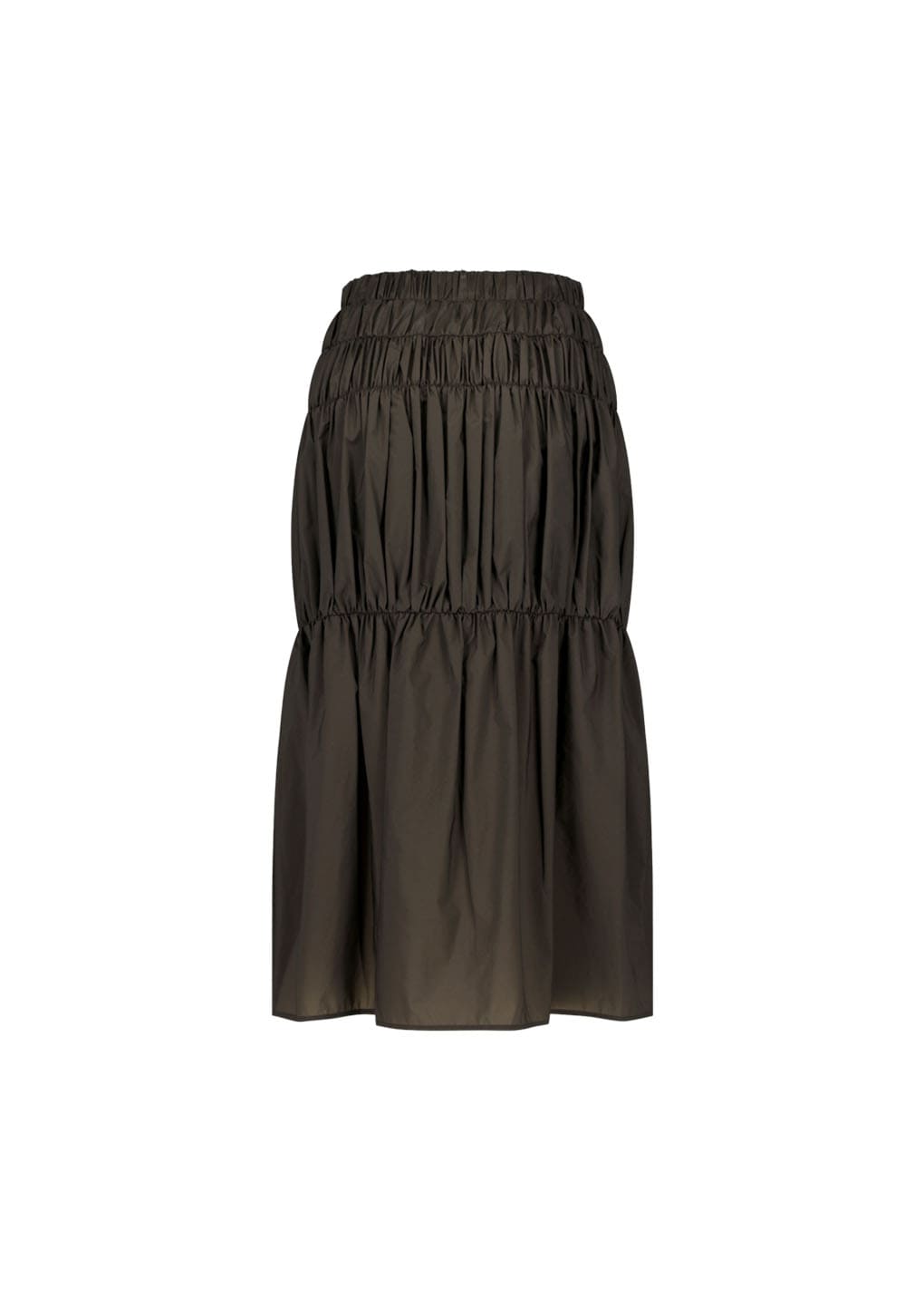 nylon shirring skirt, brown
