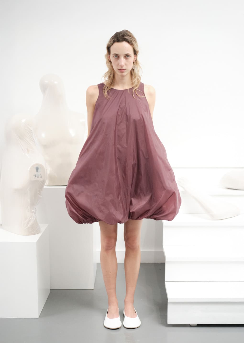 nylon volume mini dress, purple hover