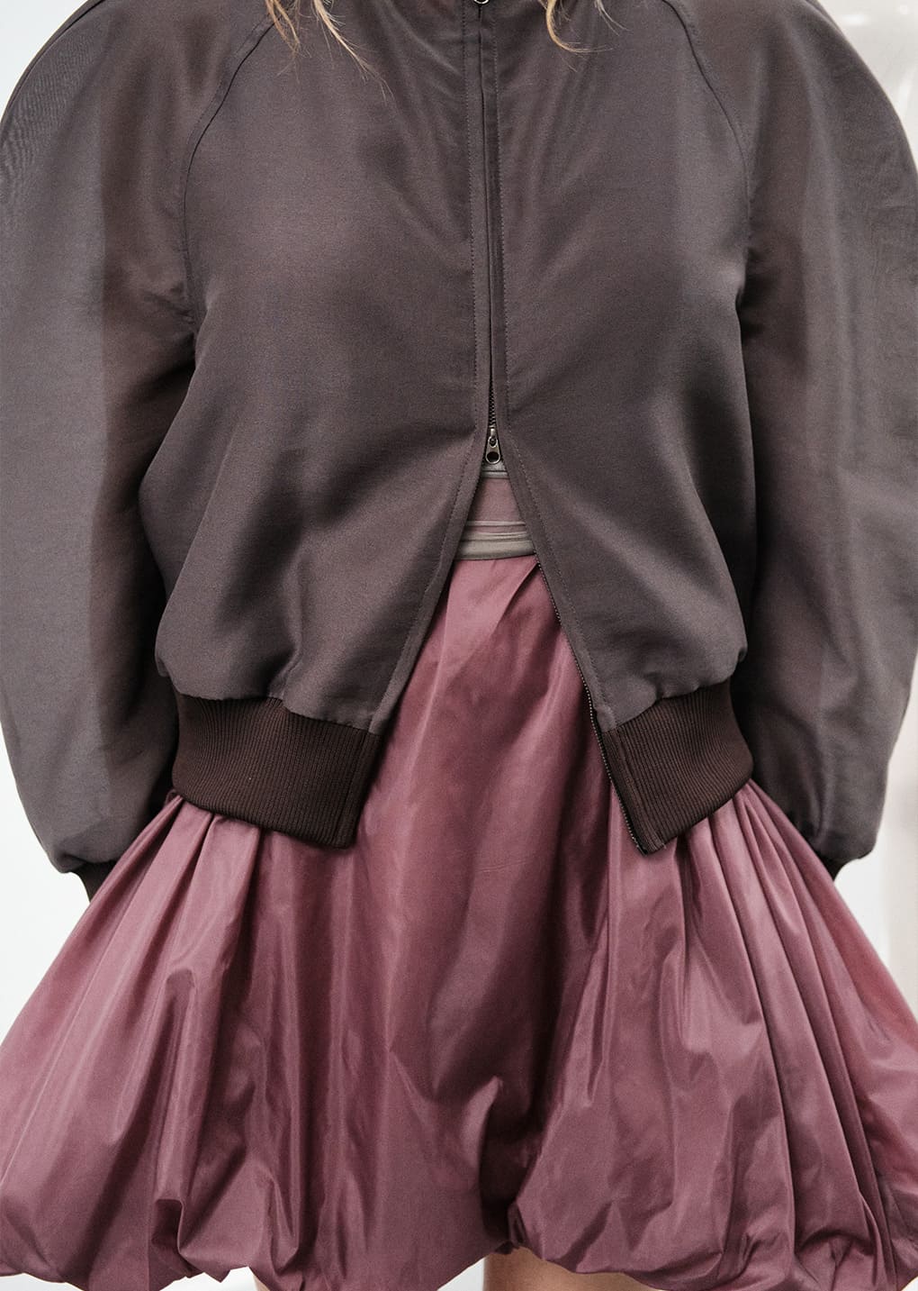 nylon volume mini dress, purple