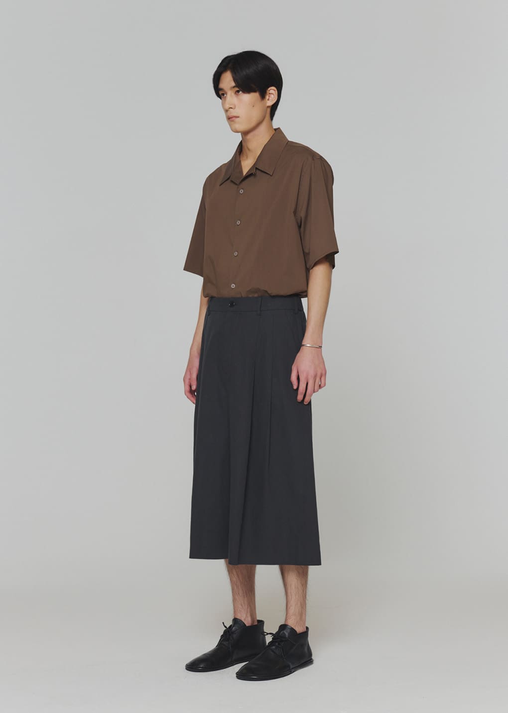 open collar half shirts, brown