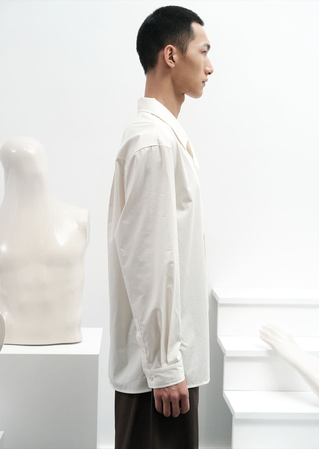 open collar shirts, ivory