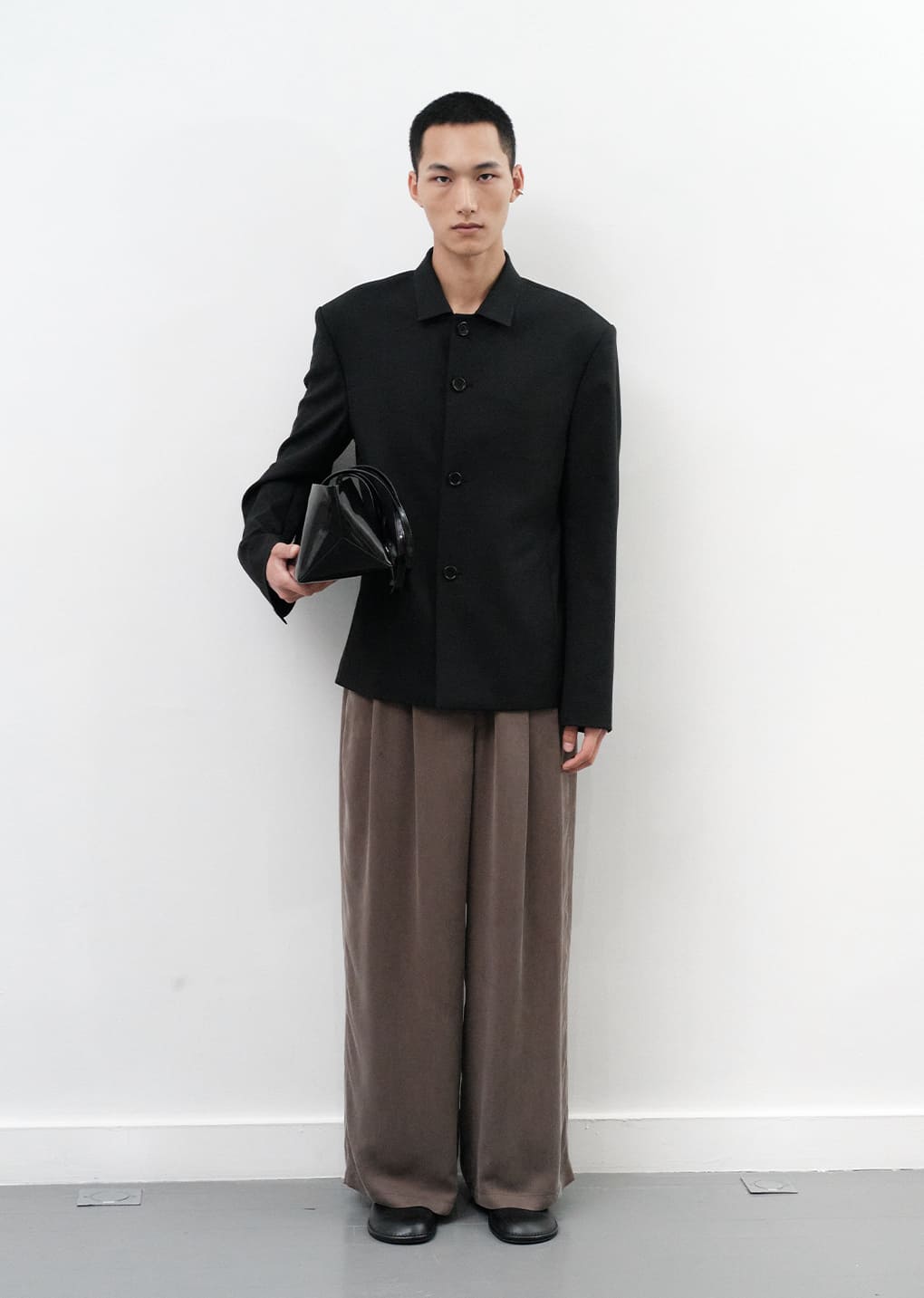 oversized wool jacket, black hover