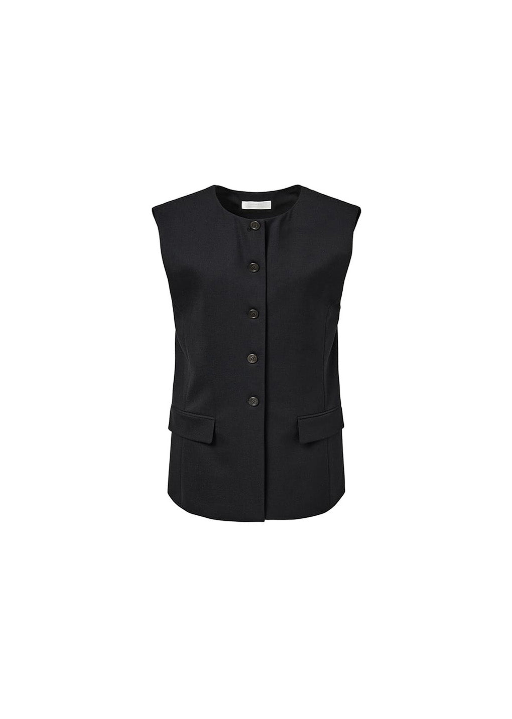 oversized button up vest, black