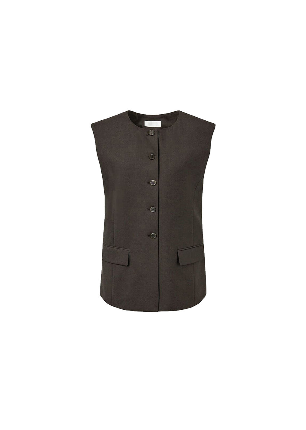 oversized button up vest, dark brown