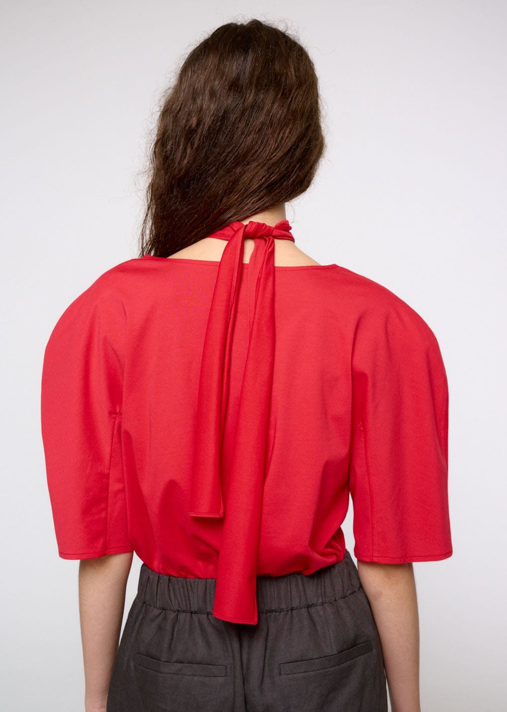 padded jersey top, red