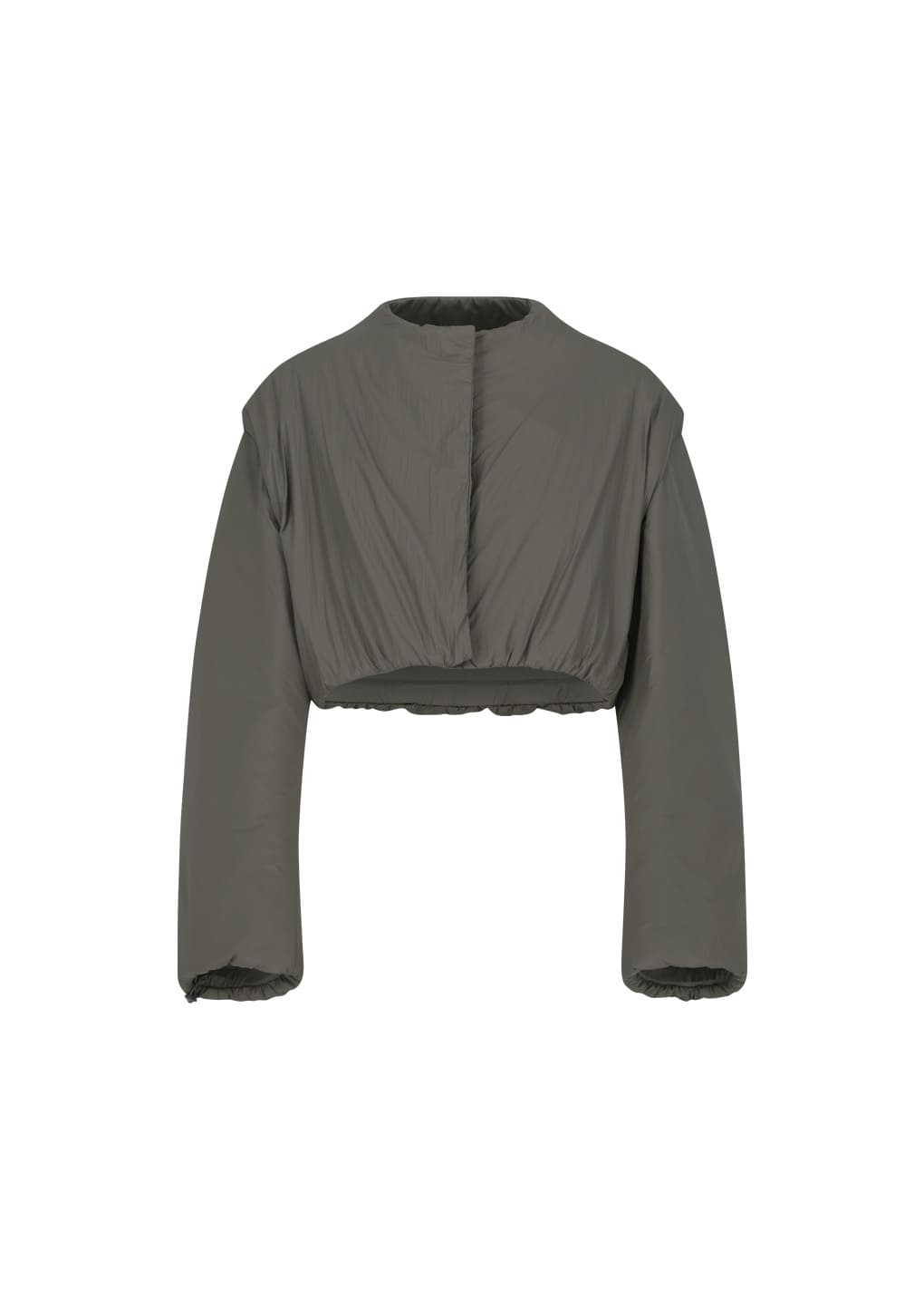 padded nylon crop jumper, brown