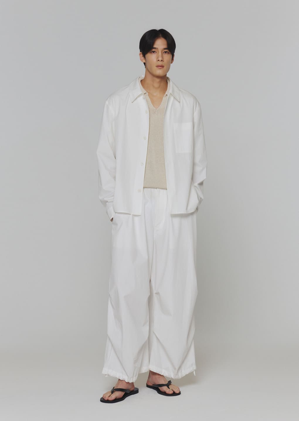 paper yarn collar knit, ecru
