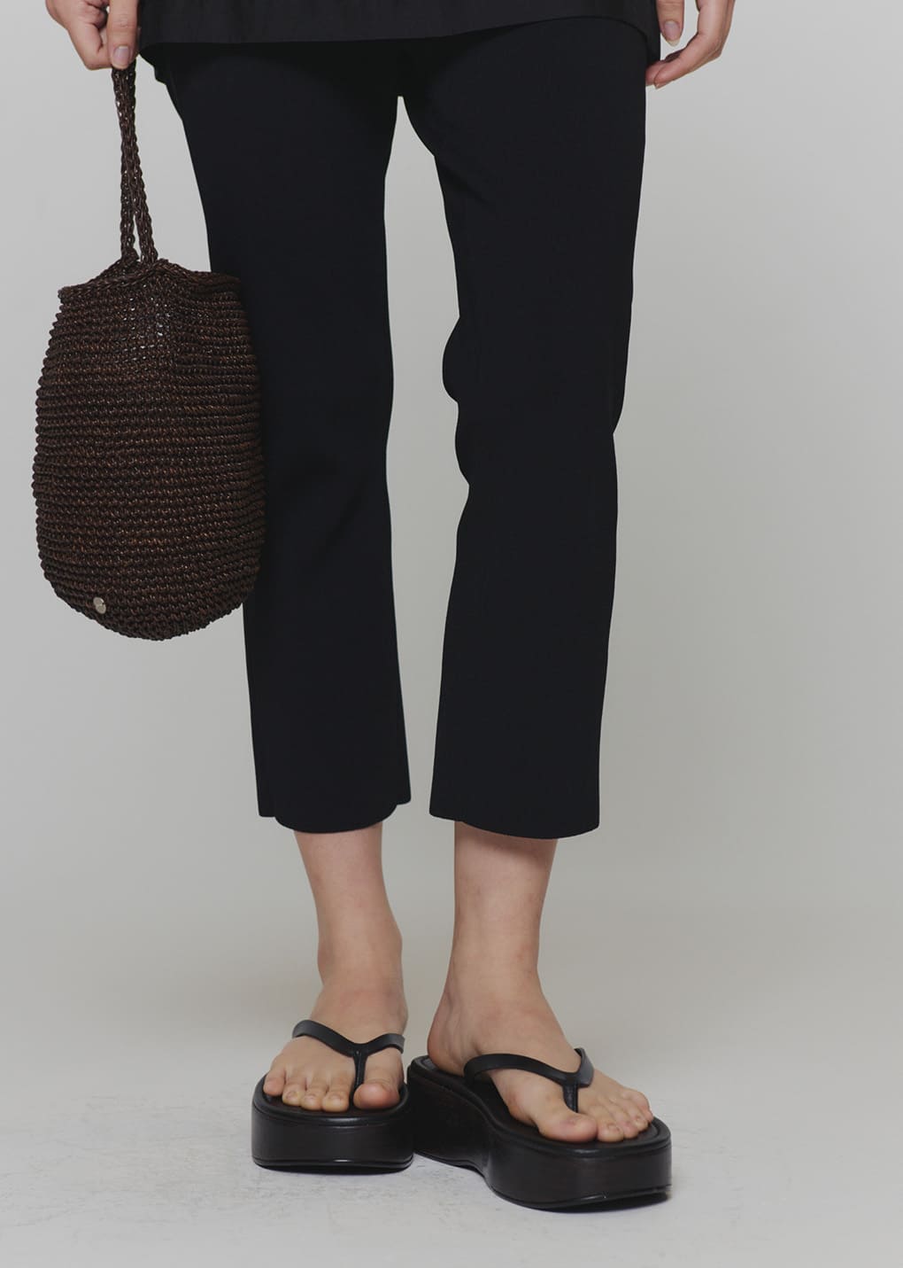 platform flip flops, black