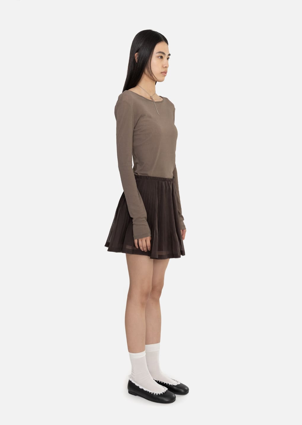 pleated mini skirt, brown