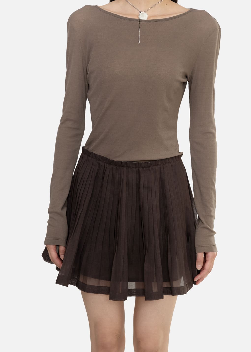 pleated mini skirt, brown
