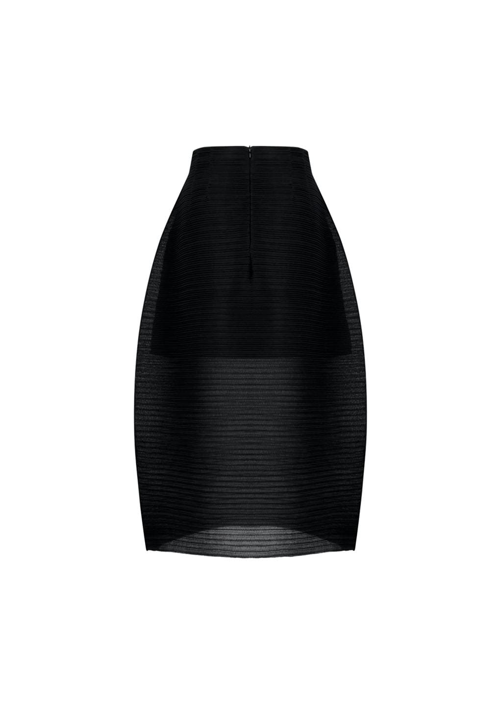 pleats curved skirt, black