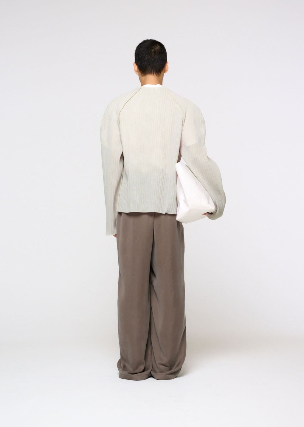 pleats zip up jumper, beige