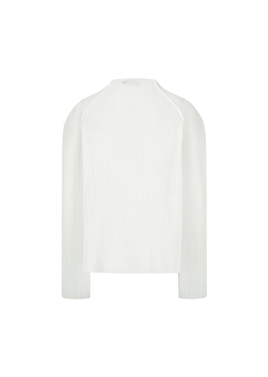 pleats zip up jumper, white