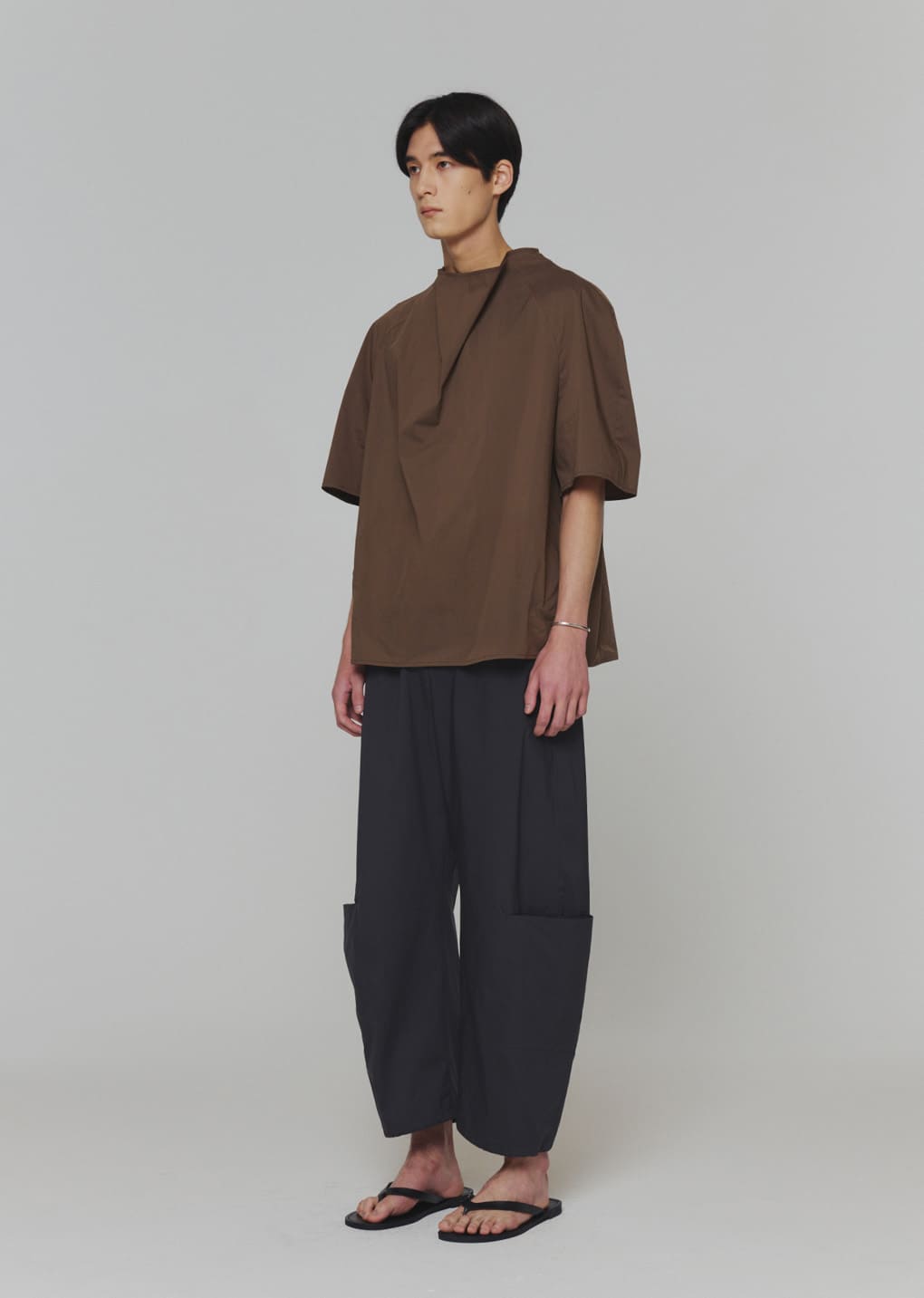 raglan cowl neck top, brown