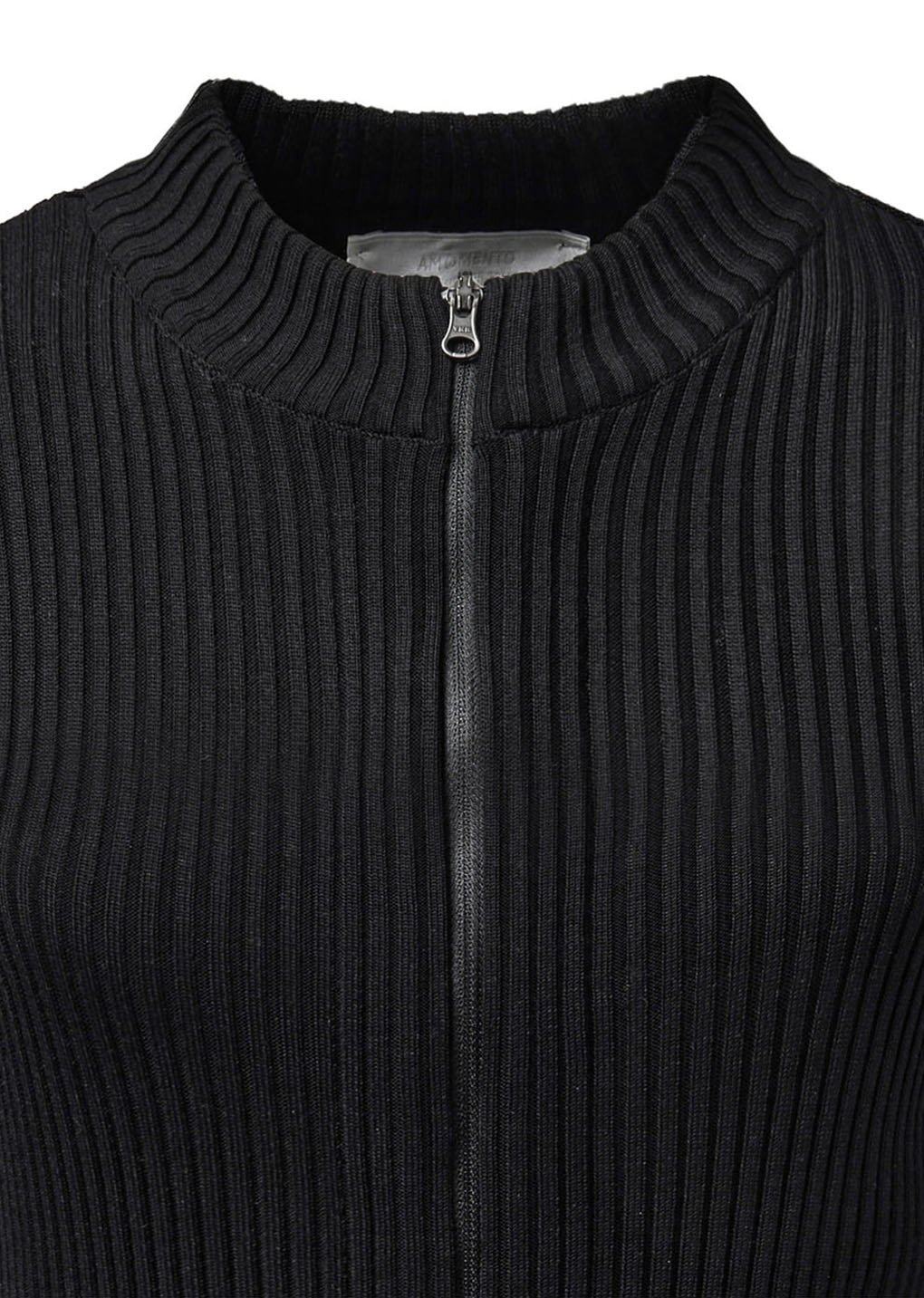 ribbed mock neck cardigan, black