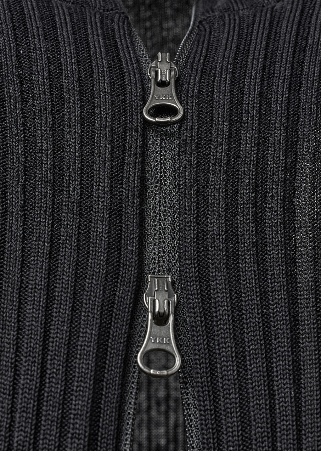 ribbed mock neck cardigan, black