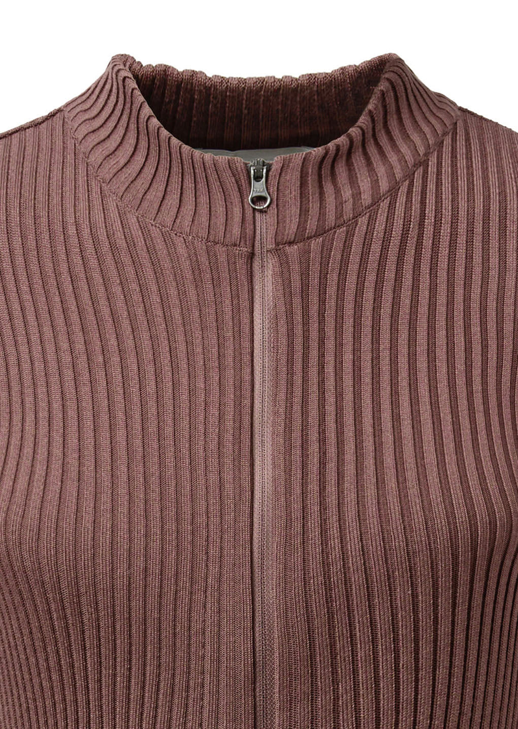 ribbed mock neck cardigan, brown
