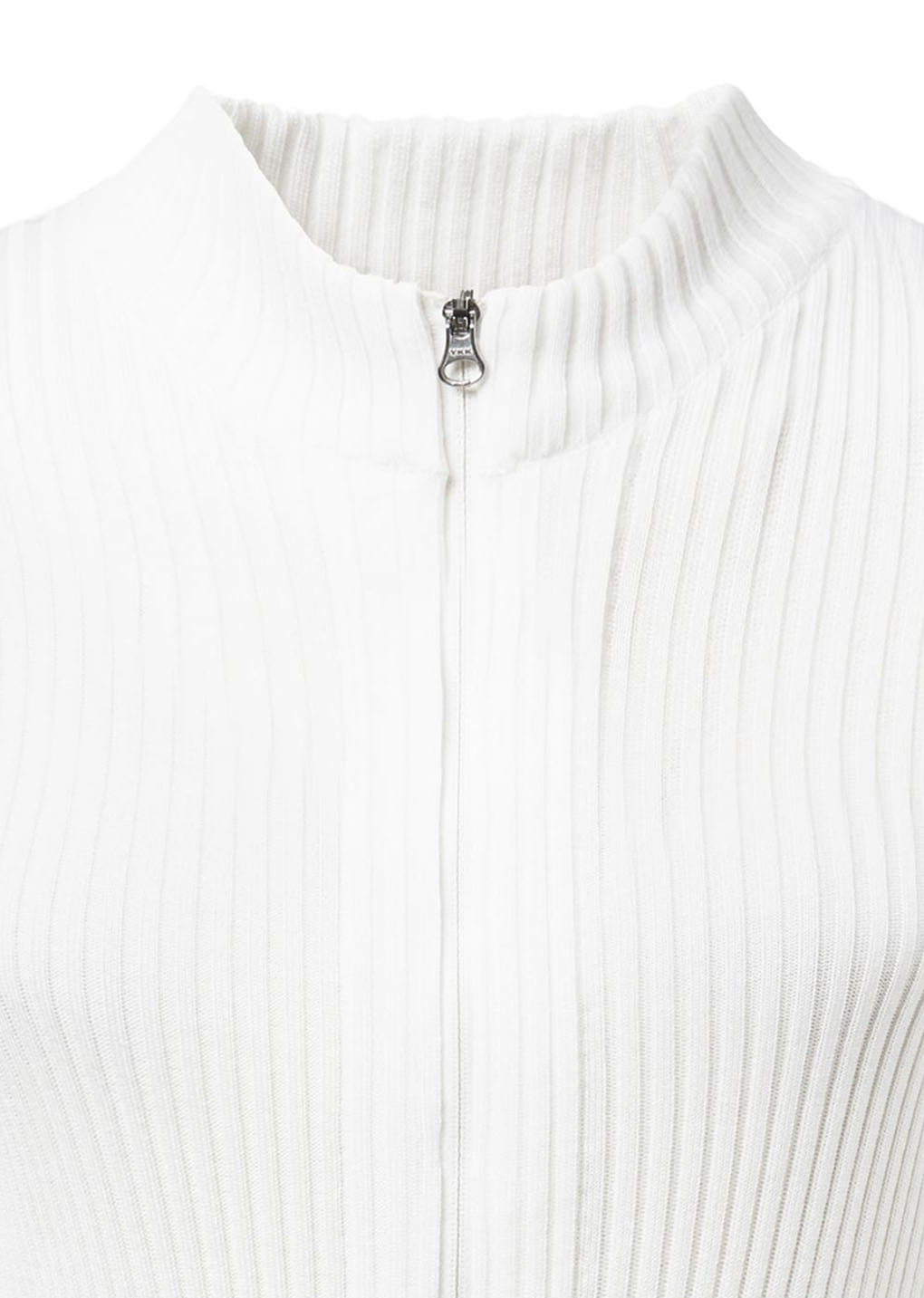 ribbed mock neck cardigan, white