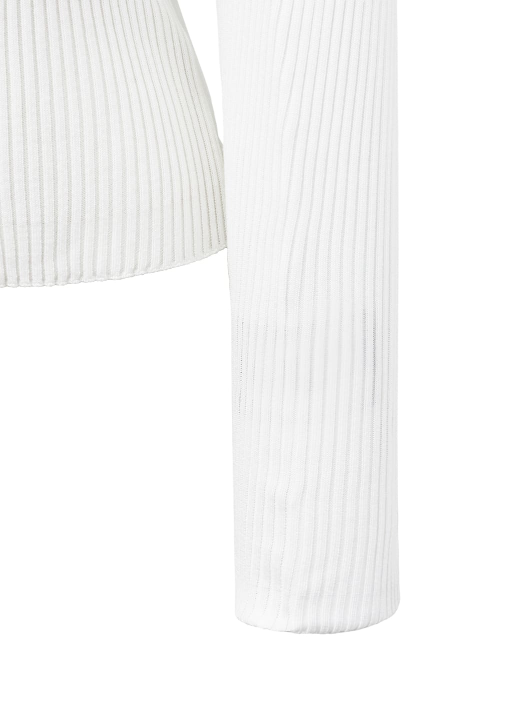 ribbed mock neck cardigan, white