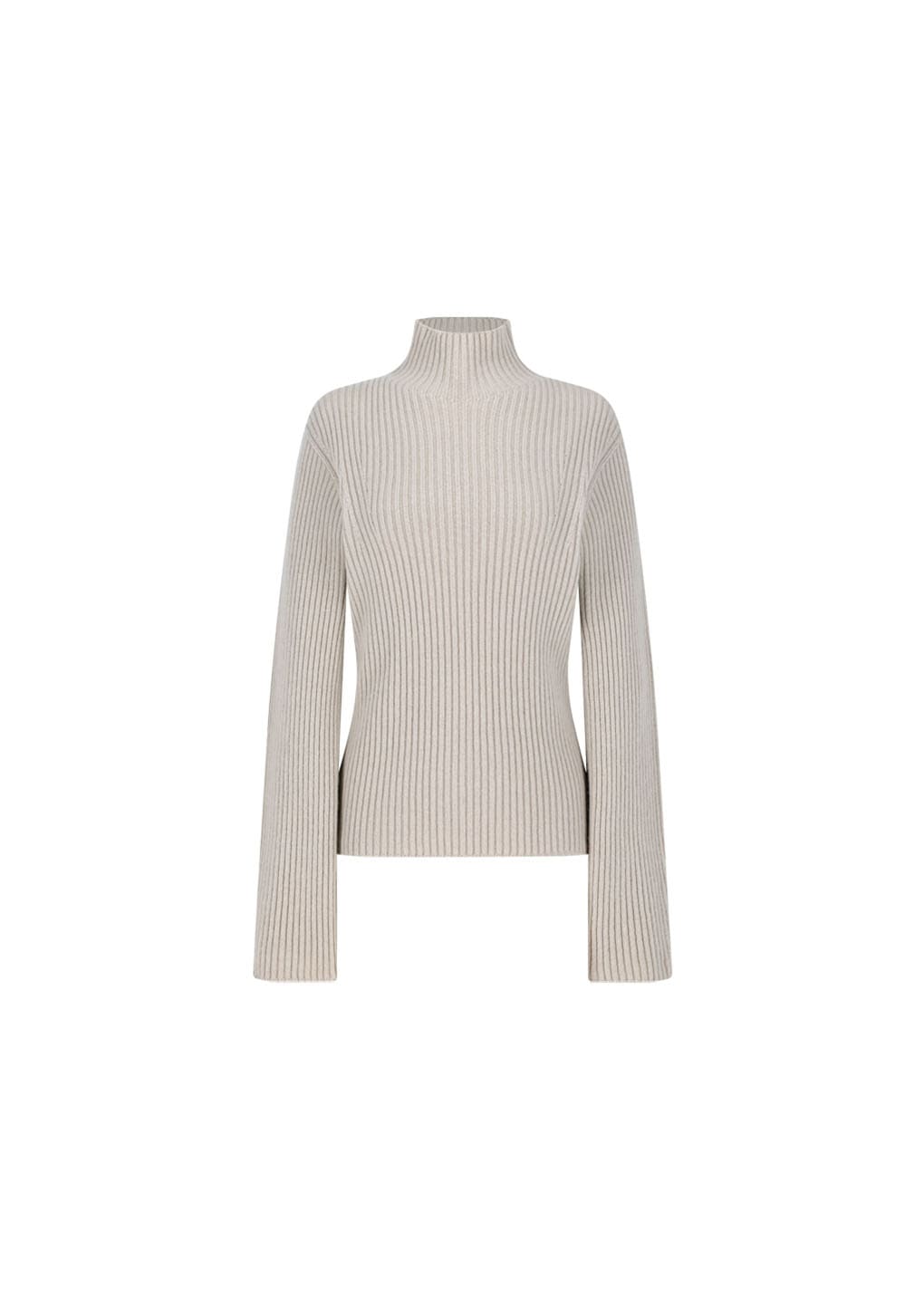 ribbed turtle pullover, beige