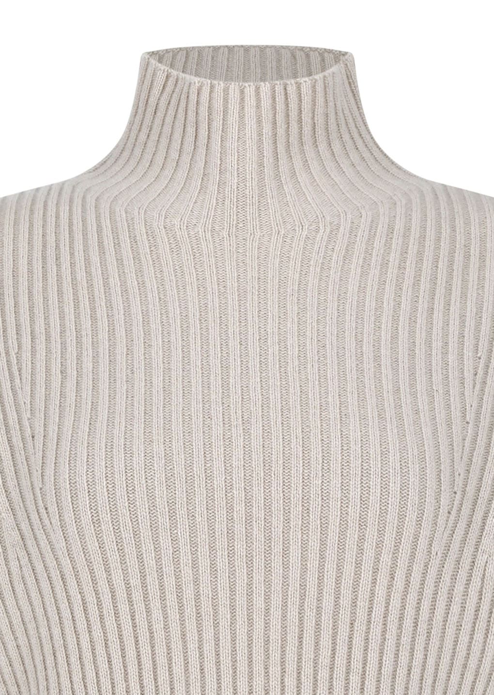 ribbed turtle pullover, beige