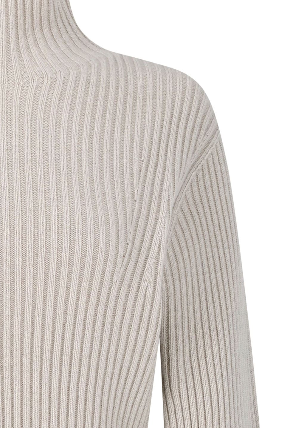 ribbed turtle pullover, beige