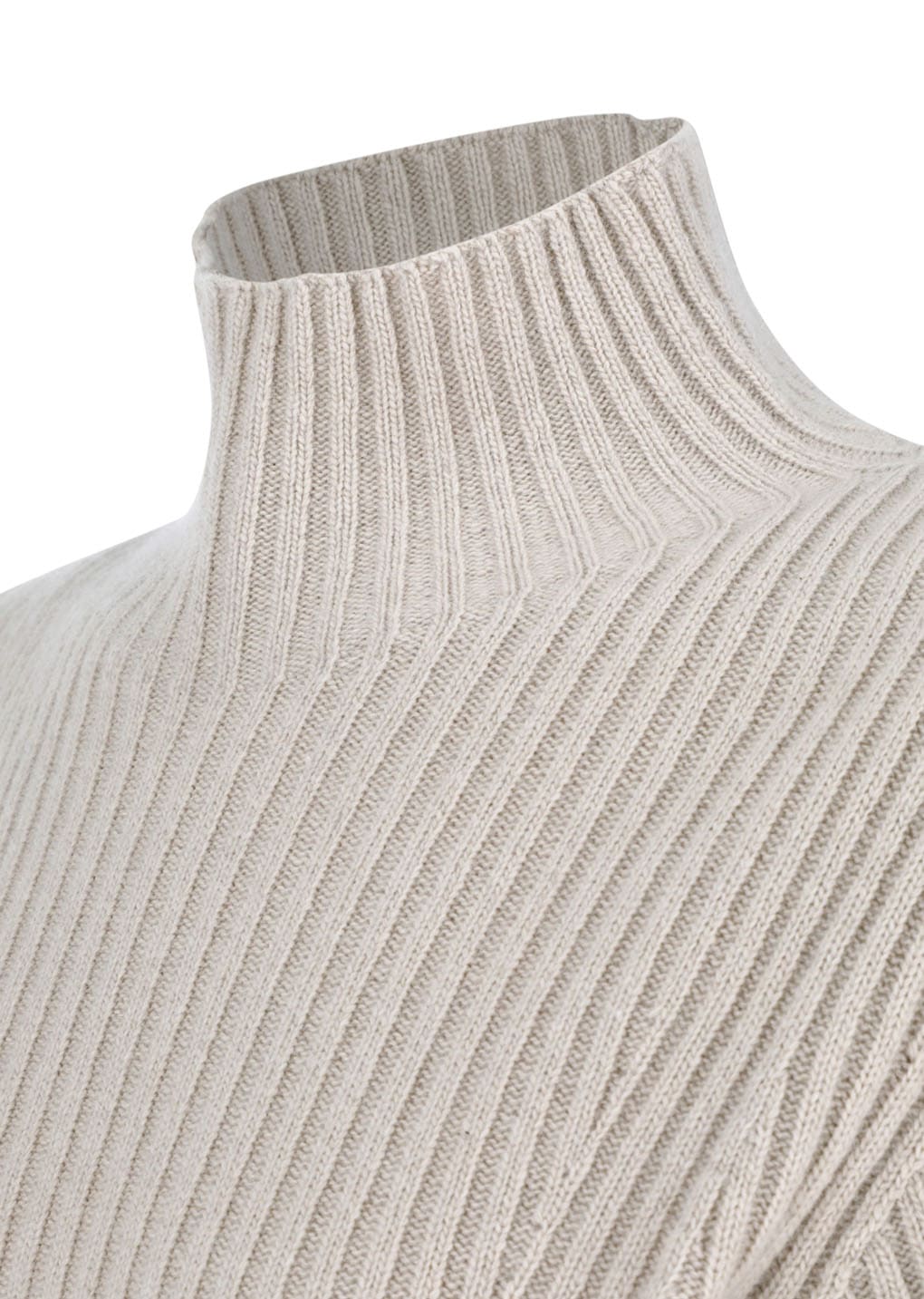 ribbed turtle pullover, beige