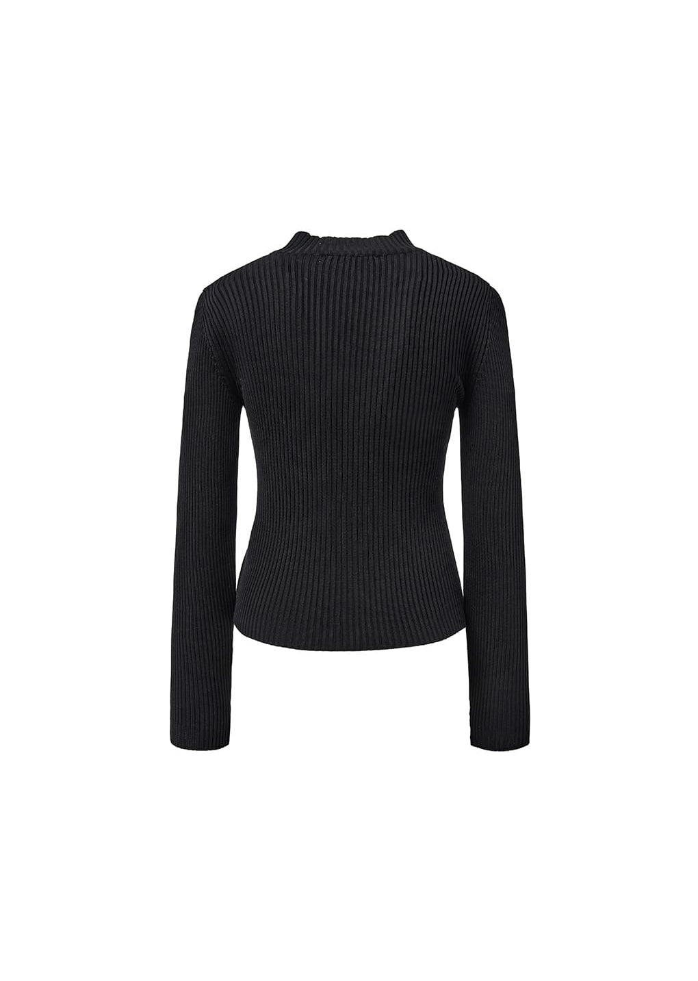 ribbed mock neck cardigan, black