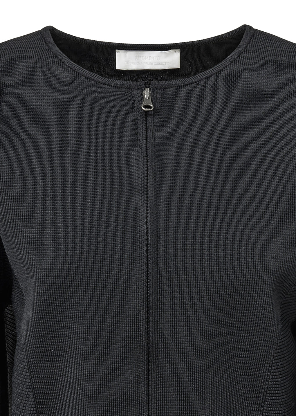 rounded zip-up cardigan, black